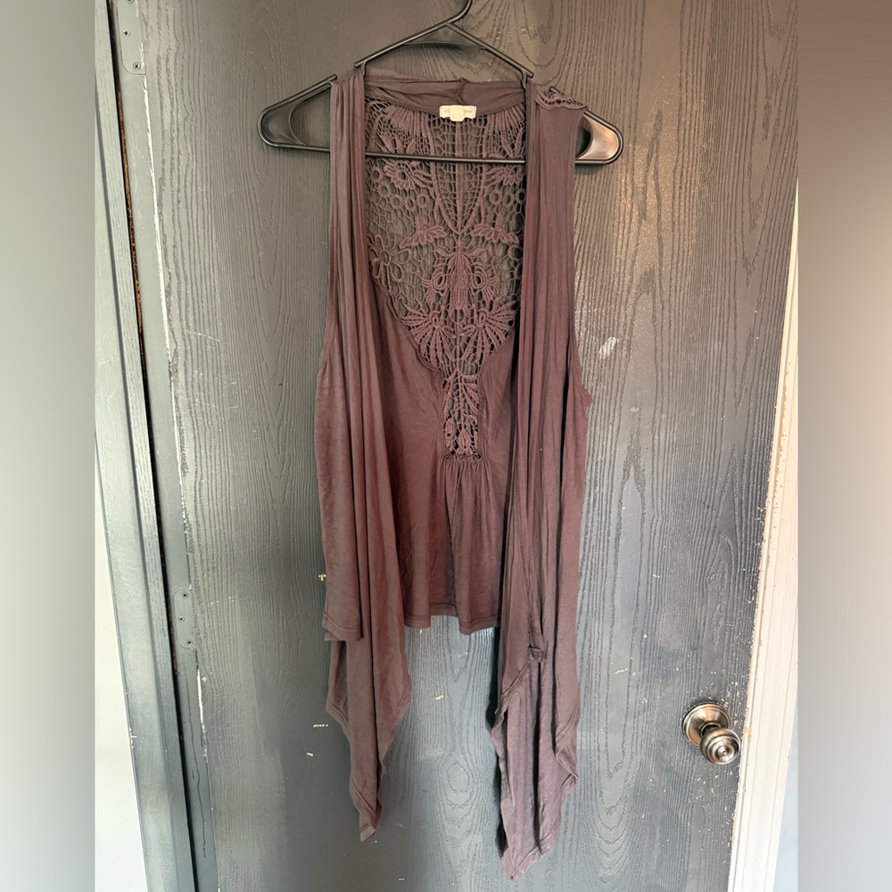 Zenana Outfitters Sleeveless Crochet Back Tank - Dark gray